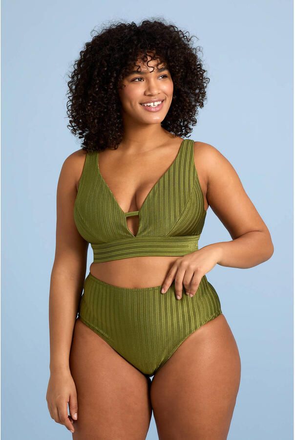 BEACHWAVE Curve high waist bikinibroekje groen - Foto 3
