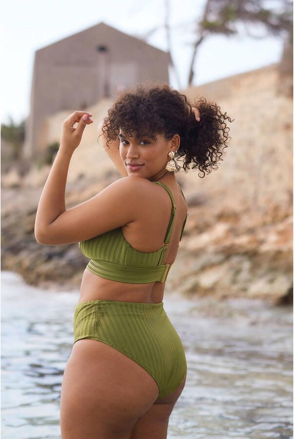 BEACHWAVE Curve high waist bikinibroekje groen - Foto 2
