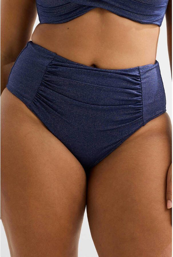 BEACHWAVE Curve high waist bikinibroekje met lurex donkerblauw