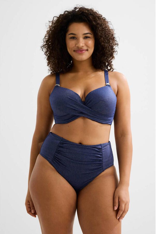 BEACHWAVE Curve voorgevormde beugel bikinitop met lurex donkerblauw - Foto 4