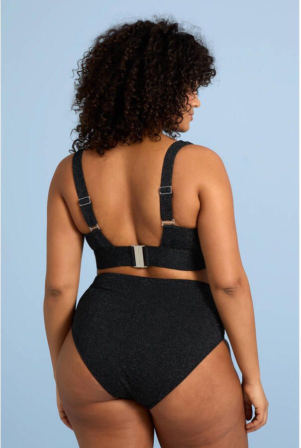 BEACHWAVE Curve high waist bikinibroekje met lurex zwart - Foto 2