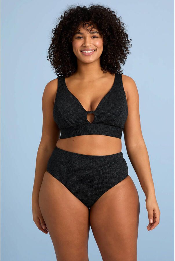 BEACHWAVE Curve high waist bikinibroekje met lurex zwart - Foto 3