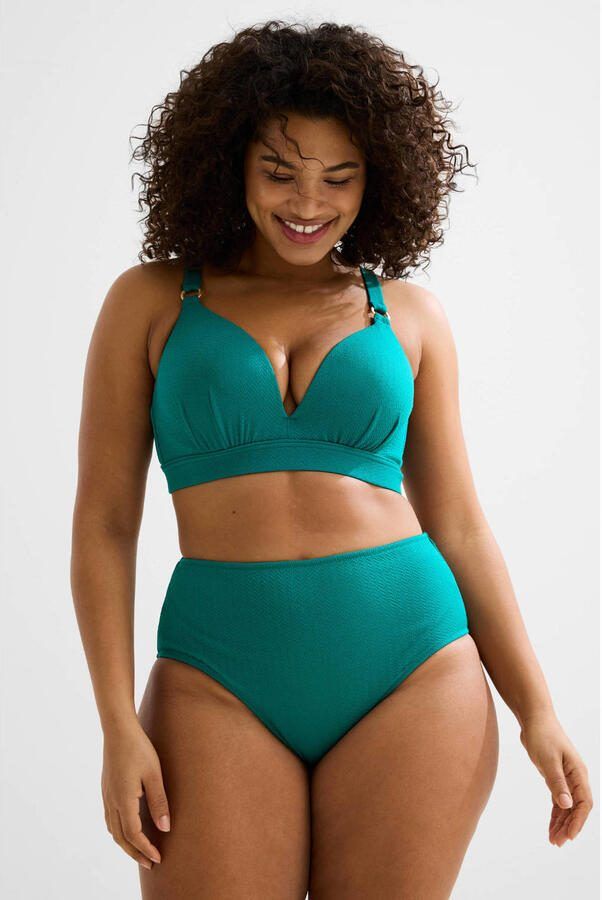 BEACHWAVE Curve high waist bikinibroekje met textuur groen