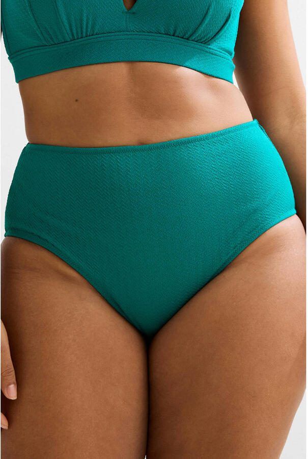 BEACHWAVE Curve high waist bikinibroekje met textuur groen - Foto 3