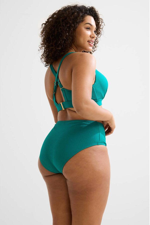BEACHWAVE Curve high waist bikinibroekje met textuur groen - Foto 4