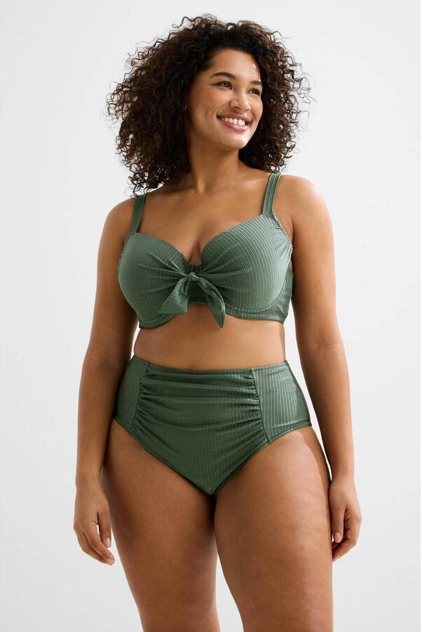 BEACHWAVE Curve voorgevormde beugel bikinitop met textuur groen - Foto 4