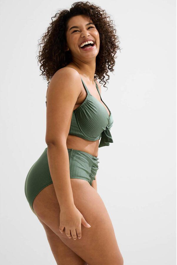 BEACHWAVE Curve voorgevormde beugel bikinitop met textuur groen - Foto 5