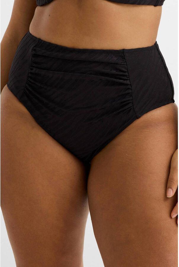 BEACHWAVE Curve high waist bikinibroekje met textuur zwart