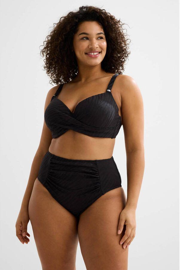 BEACHWAVE Curve voorgevormde beugel bikinitop met textuur zwart - Foto 5