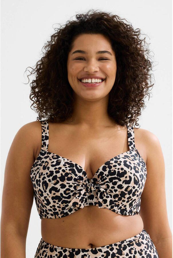 BEACHWAVE Curve voorgevormde beugel bikinitop beige zwart - Foto 3