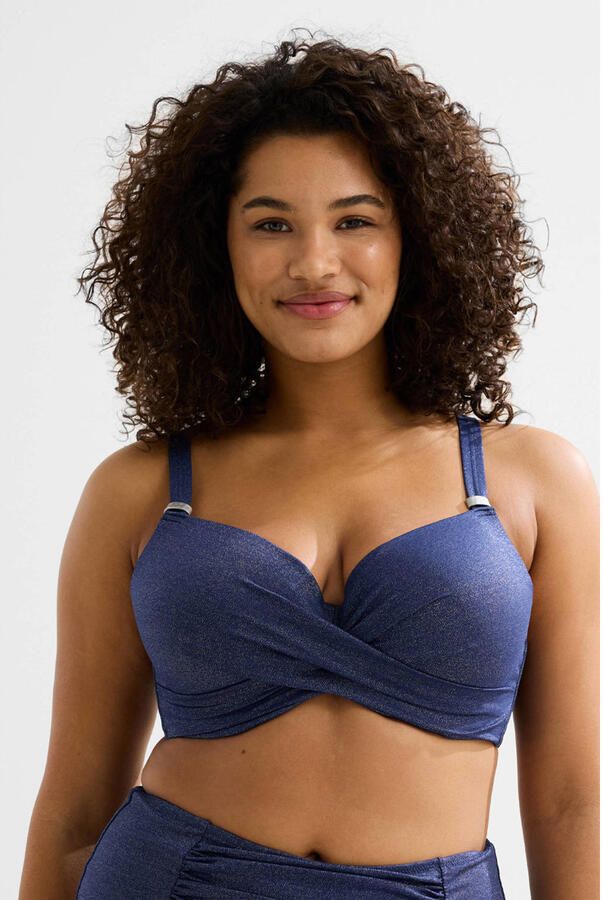 BEACHWAVE Curve voorgevormde beugel bikinitop met lurex donkerblauw - Foto 3