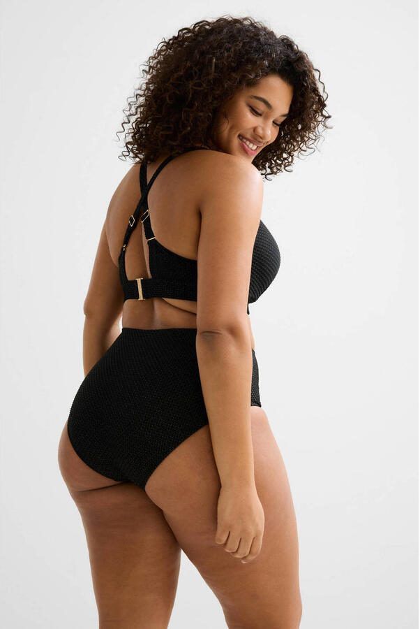BEACHWAVE Curve voorgevormde beugel bikinitop met lurex en textuur zwart - Foto 3