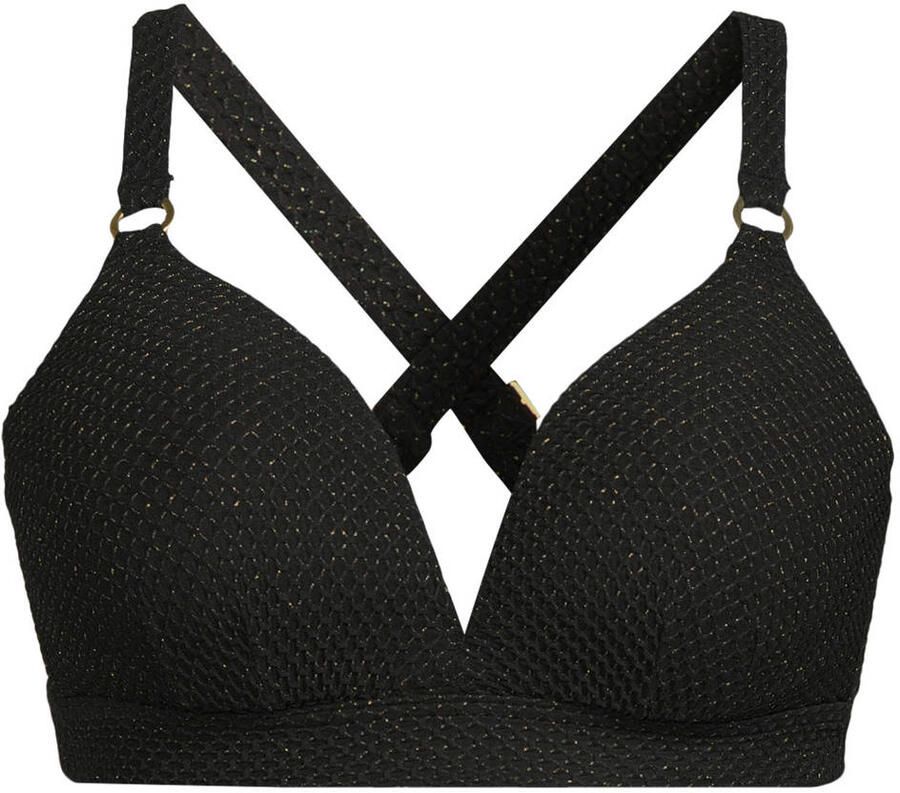 BEACHWAVE Curve voorgevormde beugel bikinitop met lurex en textuur zwart - Foto 2