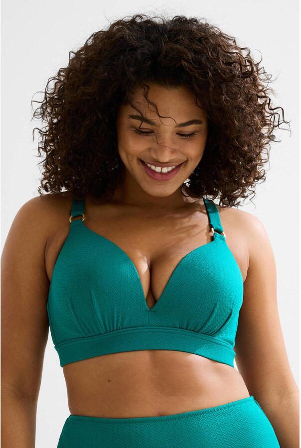 BEACHWAVE Curve voorgevormde beugel bikinitop met textuur groen - Foto 3