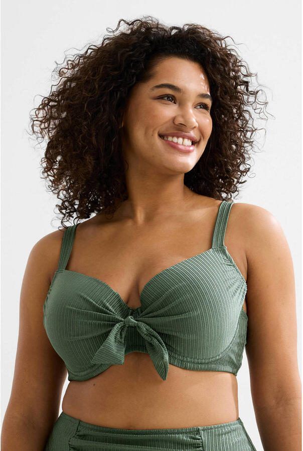 BEACHWAVE Curve voorgevormde beugel bikinitop met textuur groen - Foto 2