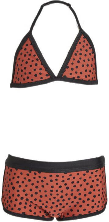 BEACHWAVE triangel bikini met stippen rood zwart