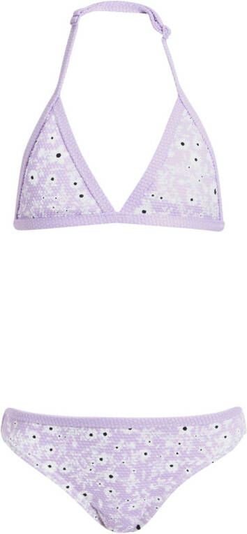 BEACHWAVE triangel bikini met textuur lial wit zwart