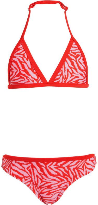 BEACHWAVE triangel bikini met zebraprint roze rood