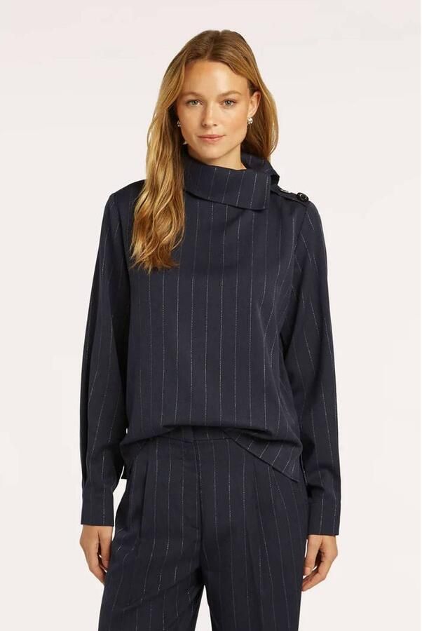 Beaumont blouse met krijtstreep donkerblauw