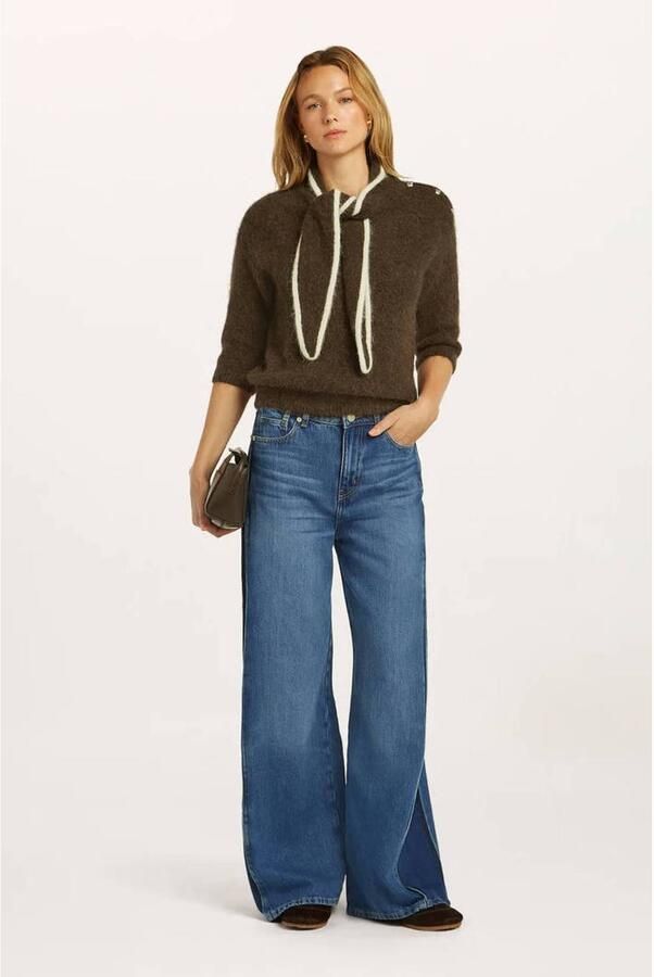 Beaumont wide leg broek medium blue denim