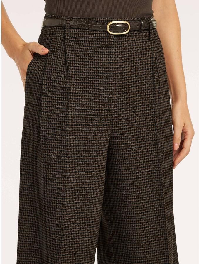 Beaumont wide leg pied-de-poule broek donkerbruin - Foto 6
