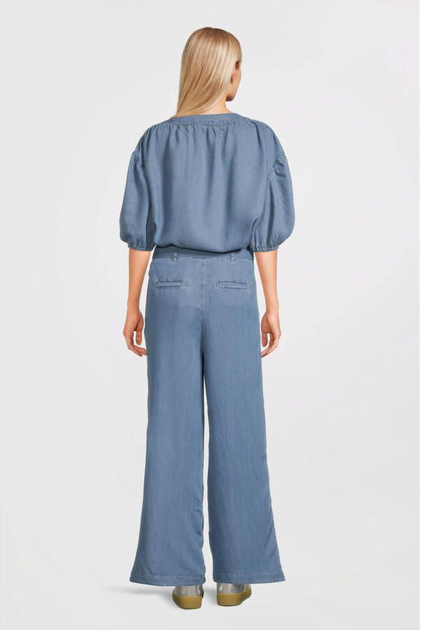 Beaumont wide leg regular waist palazzo broek light blue denim - Foto 8