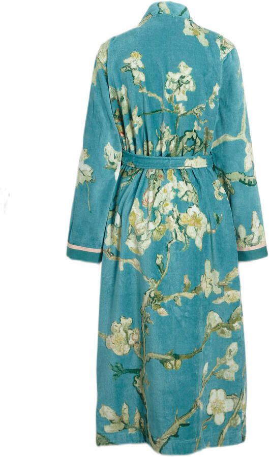 Beddinghouse x Van Gogh museum fluwelen badjas met bloemen lichtblauw - Foto 3