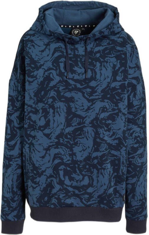 Bellaire hoodie met all over print donkerblauw zwart