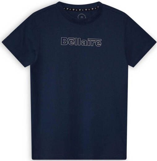 Bellaire T-shirt met logo donkerblauw Jongens Katoen Ronde hals Logo 182 188
