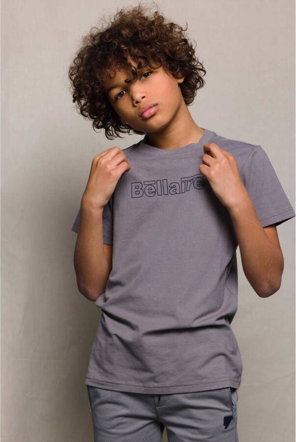 Bellaire T-shirt met logo grijs Jongens Sweat Ronde hals Logo 122 128