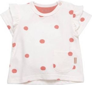 B*E*S*S baby basic T-shirt met stippen en ruches off white rood