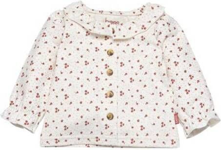 BESS baby blouse met all over print en ruches wit Meisjes Stretchkatoen Peter Pan-kraag 50