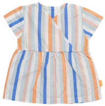 BESS baby gestreept T-shirt blauw oranje groen wit Meisjes Katoen V-hals 50
