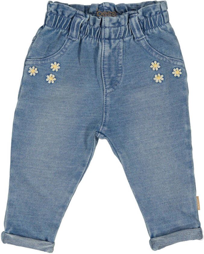 BESS baby regular fit jeans blauw Meisjes Jog denim Bloemen 62