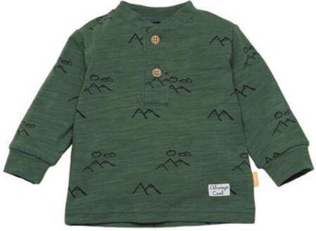 BESS baby sweater met all over print donkergroen Jongens Stretchkatoen Button down 50