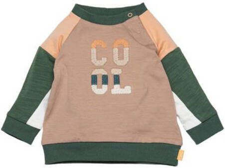 BESS baby sweater zand groen Beige Jongens Stretchkatoen Ronde hals Meerkleurig 50