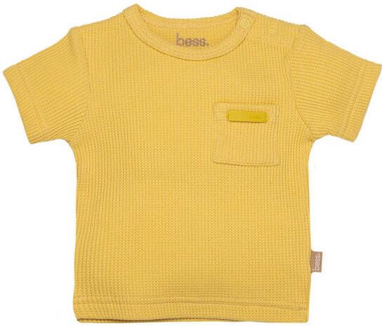 BESS baby T-shirt geel Jongens Katoen Ronde hals Effen 50