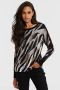 Betty Barclay fijngebreide trui met zebraprint zwart grijs bruin - Thumbnail 1