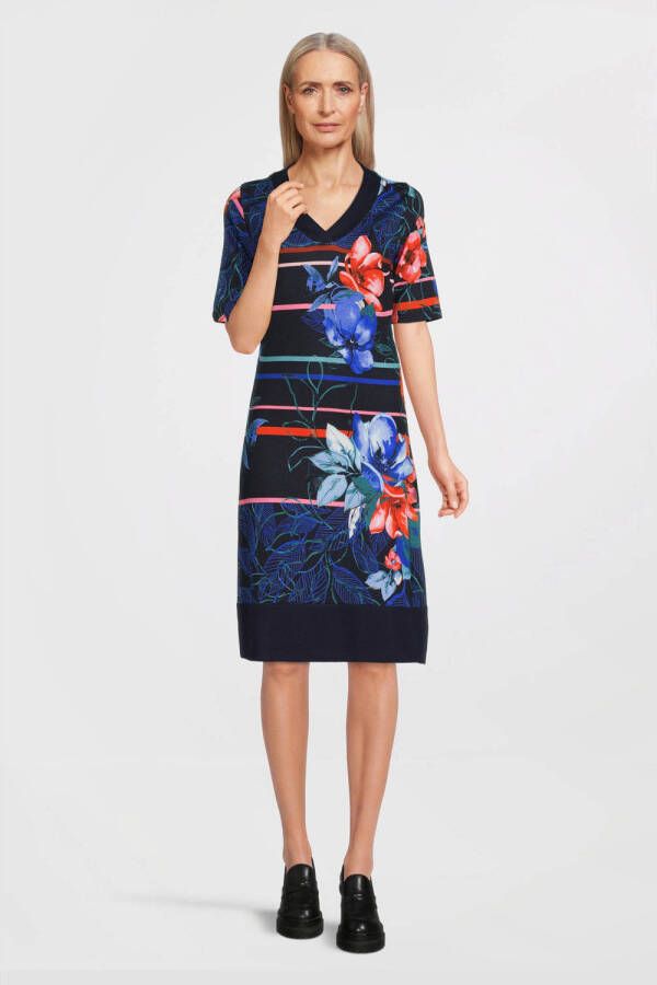 Betty Barclay jurk met all over print donkerblauw rood