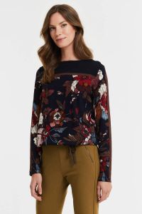 Betty Barclay top met all over print donkerblauw bruin rood wit