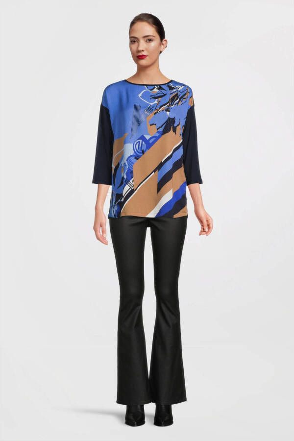 Betty Barclay top met all over print donkerblauw camel