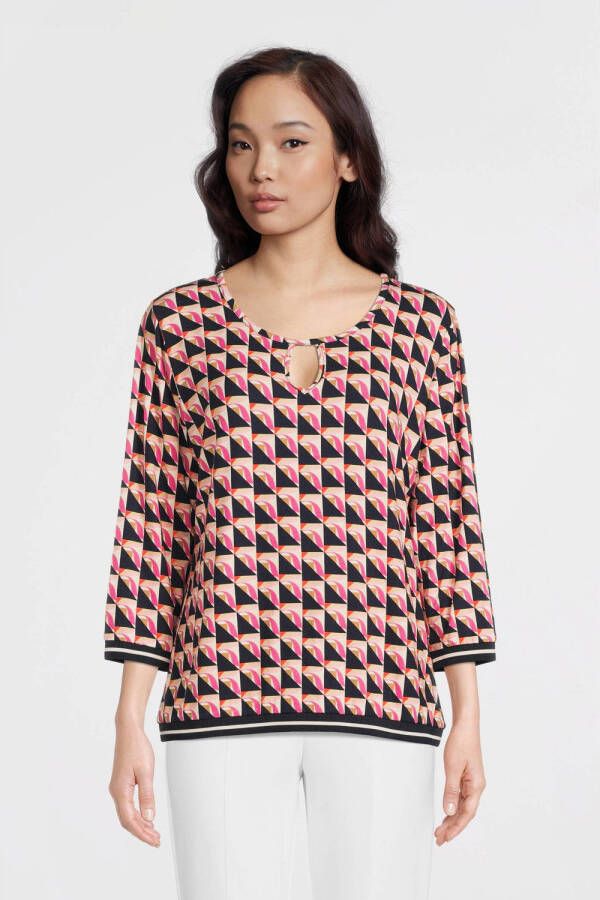 Betty Barclay top met all over print donkerblauw fuchsia