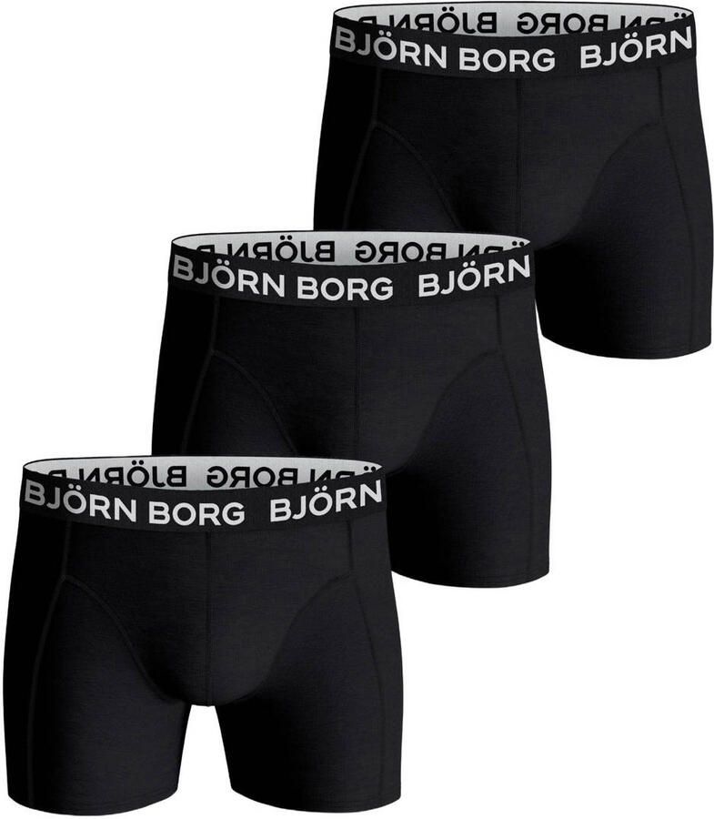 Björn Borg boxershort zwart (set van 3) Jongens Stretchkatoen Effen maat 158-164