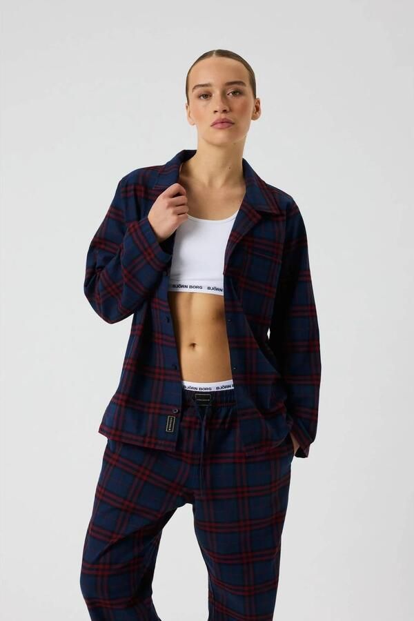 Björn Borg flanel pyjama set donkerblauw rood