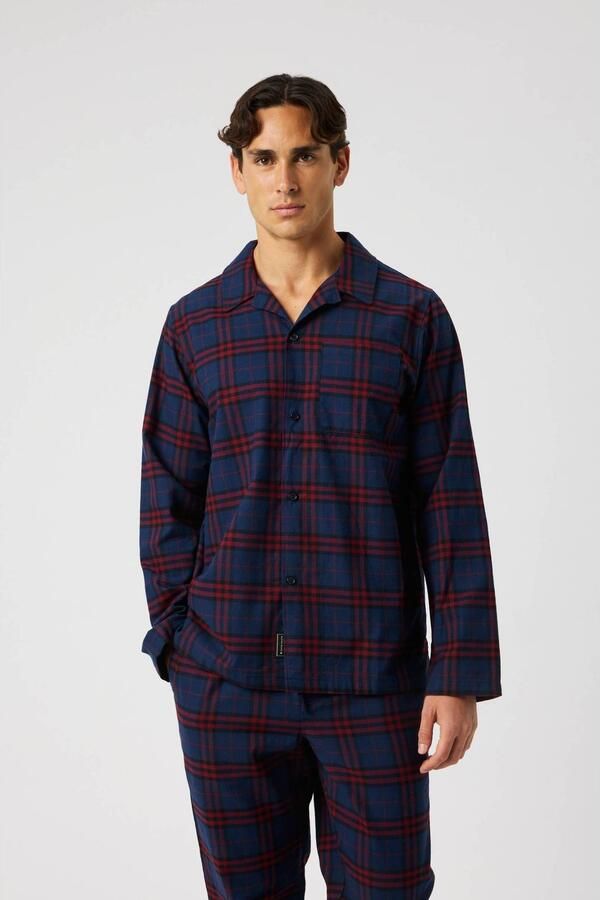 Björn Borg flanel pyjama set donkerblauw rood