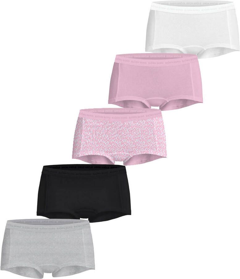 Björn Borg short (set van 5) roze wit zwart grijs