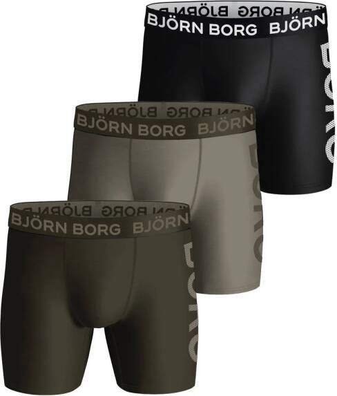 Bjorn Borg Björn Borg Performance Boxershorts 3-Pack Zwart Groen