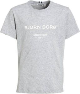 Björn Borg T-shirt met logo lichtgrijs melange