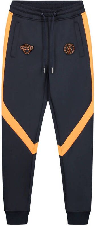 BLACK BANANAS slim fit broek donkerblauw oranje