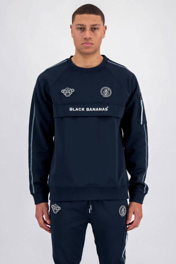 BLACK BANANAS sweater MVP TRACKTOP met logo navy